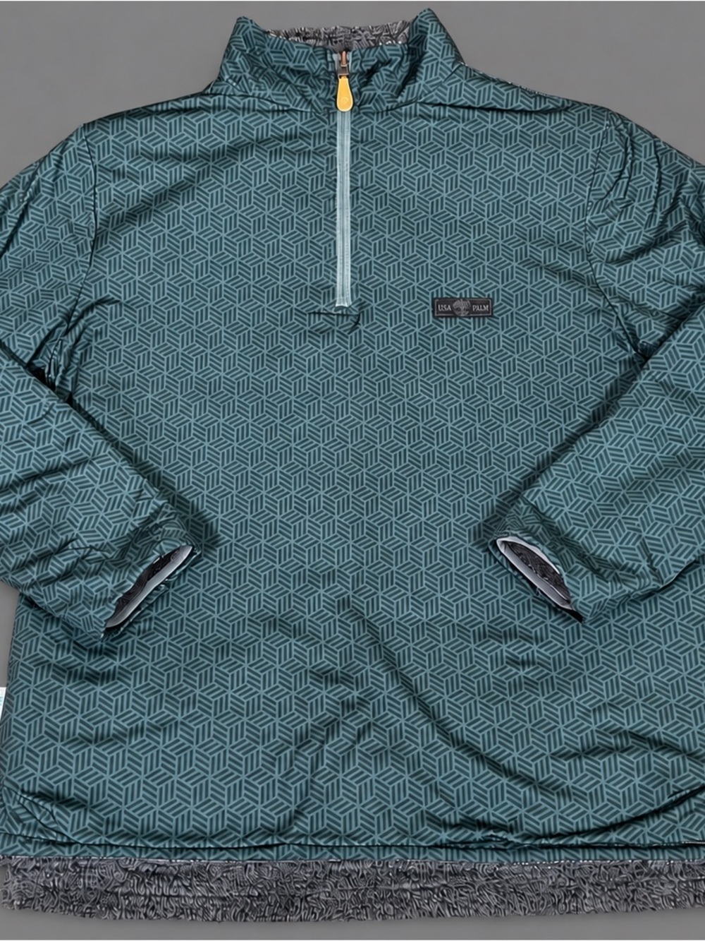 USA Palm Reversible Shaggy Fleece Sherpa 1/4 Zip Pullover Jacket